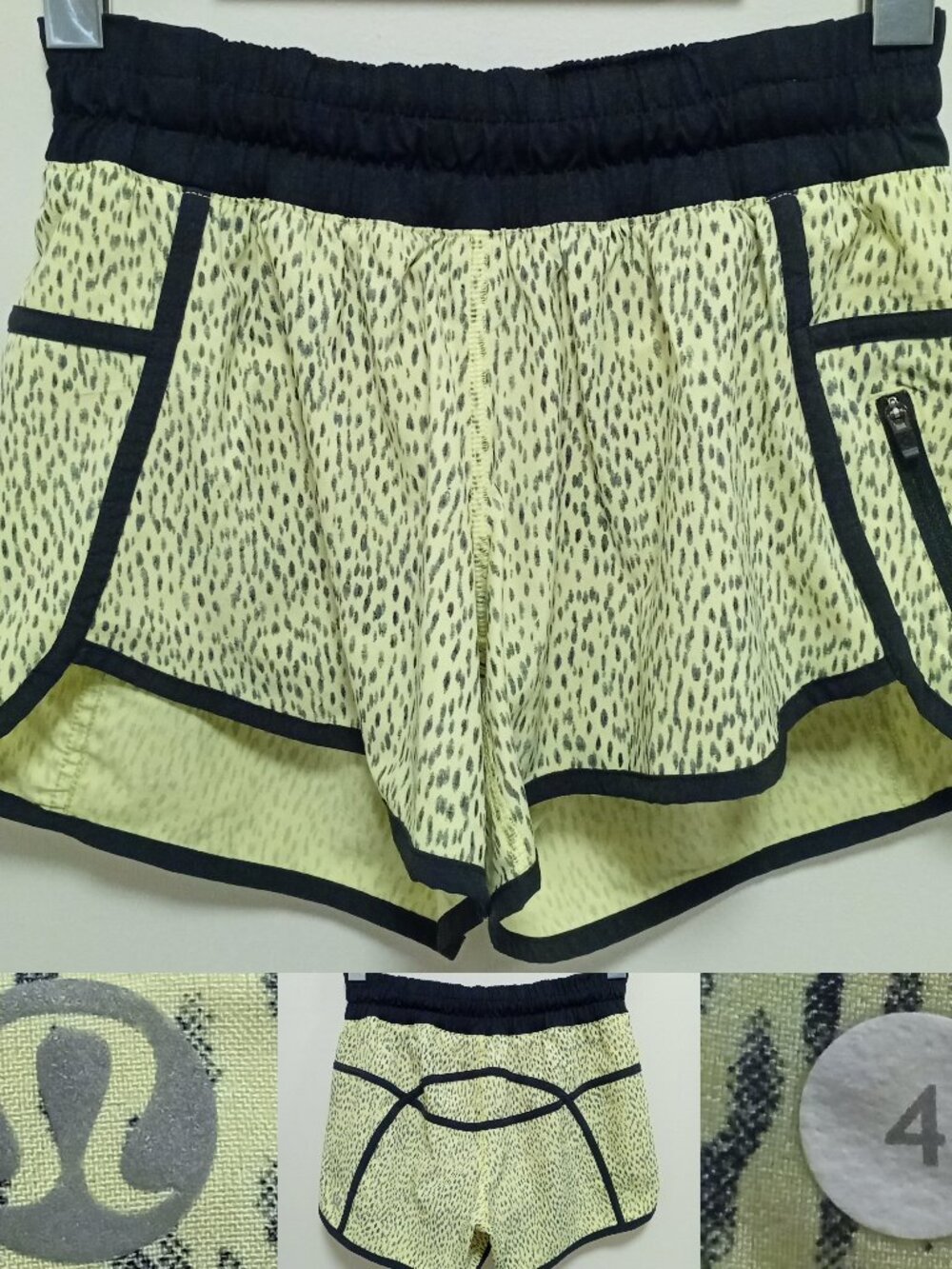Lululemon Tracker Short III Dottie Dash Clarity Yellow Black 4-Way Stretch 4 XS